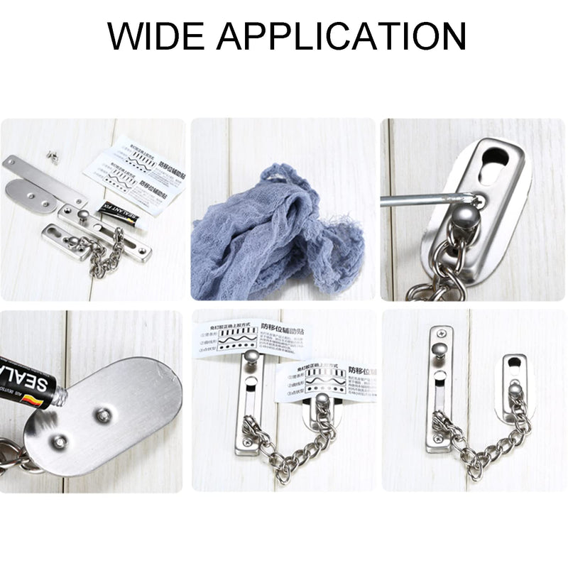 MroMax Home Safety Burglarproof Chain Door Guard 304 Stainless Steel Security Lock for Door and Home Security Silver Tone 2Pcs
