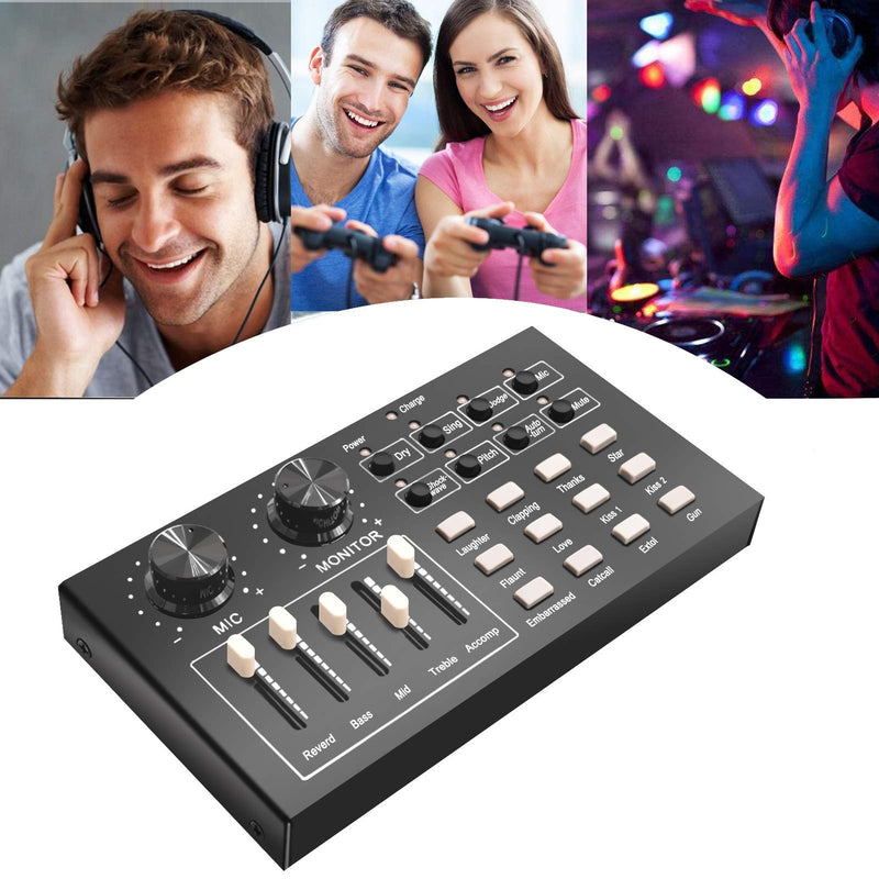 i10 Sound Card Portable USB Mixer Bluetooth Voice, Portable Mobile Audio Mixer, Karaoke Sound Mixer Recording Sound Card for Live Broadcast,Voice Chatting with Multiple Funny Sound Effect