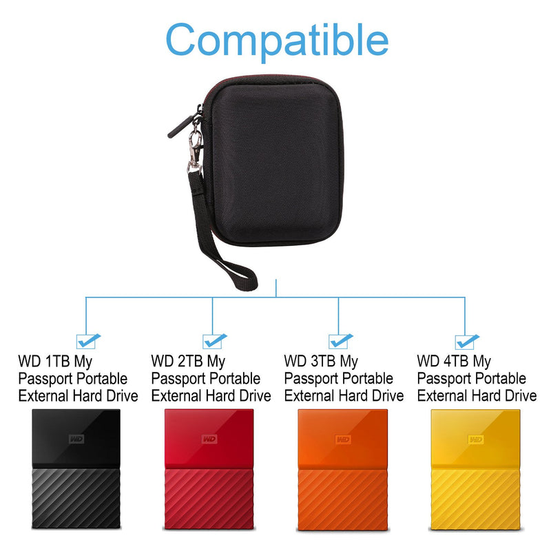 LTGEM EVA Hard Case Shockproof Carrying Bag for WD 1TB 2TB 3TB 4TB USB 3.0 My Passport Portable External Hard Drive