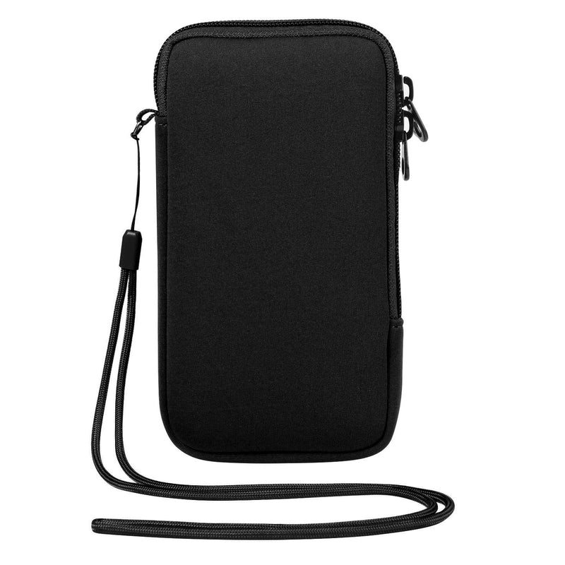 Zipper Phone Sleeve Pouch w/Neck Lanyard Compatible for Apple iPhone 12 Pro Max/Huawei Mate 40 Pro / P40 Pro/LG W41 Plus/Motorola G10 G30 / G Power Play/Xiaomi Mi 11 / Redmi Note 9T (Black) Black