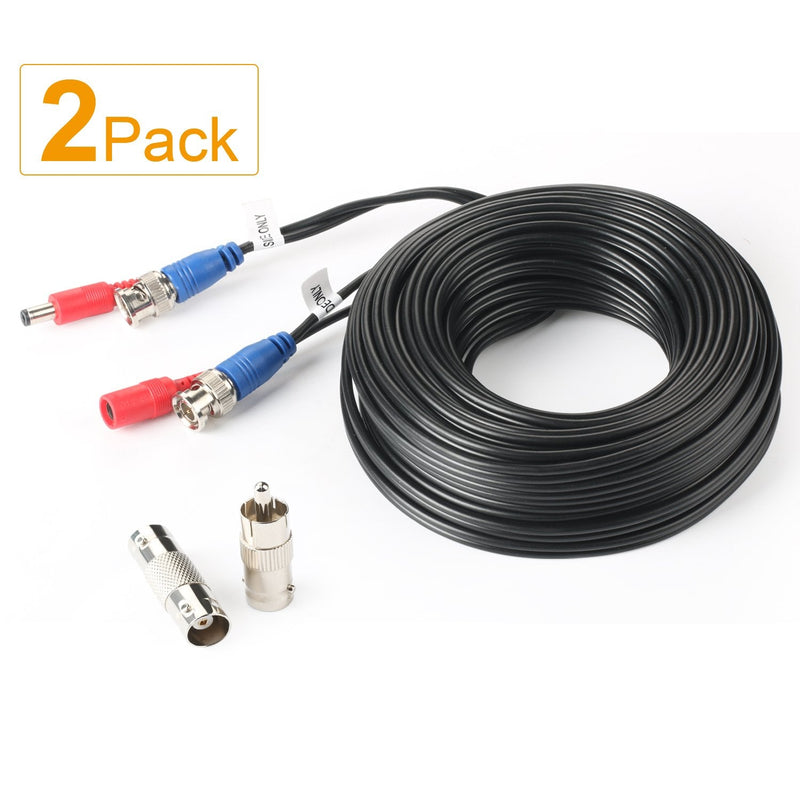 SHD 2Pack 50Feet BNC Vedio Power Cable Pre-Made Al-in-One Camera Video BNC Cable Wire Cord for Surveillance CCTV Security System with Connectors(BNC Female and BNC to RCA) 50Feet x 2Pcs