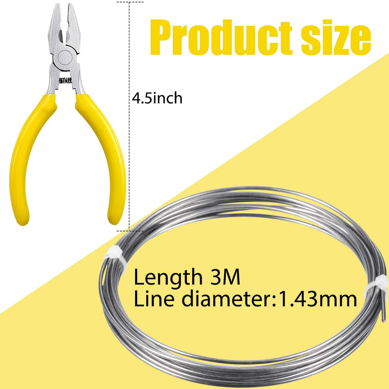 10 Feet High Temp Wire Nichrome Heat Resistant Wire 17 Gauge General Purpose Support Wire with 1 Mini Plier