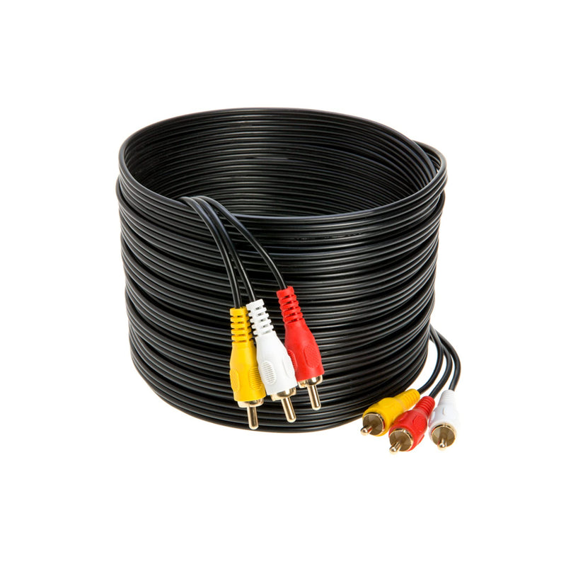 3RCA Video/Stereo Audio Cable, Composite Wire Cord DVD HDTV 6ft, 12ft, 15ft, 25ft (25FT)