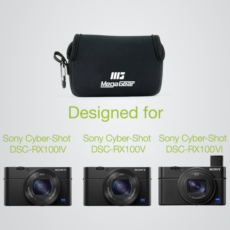 MegaGear MG085 Sony Cyber-shot DSC-RX100 VII, Cyber-shot DSC-RX100 VI, DSC-RX100 V, DSC-RX100 IV, DSC-RX100 III, DSC-RX100 II Ultra Light Neoprene Camera Case - Black