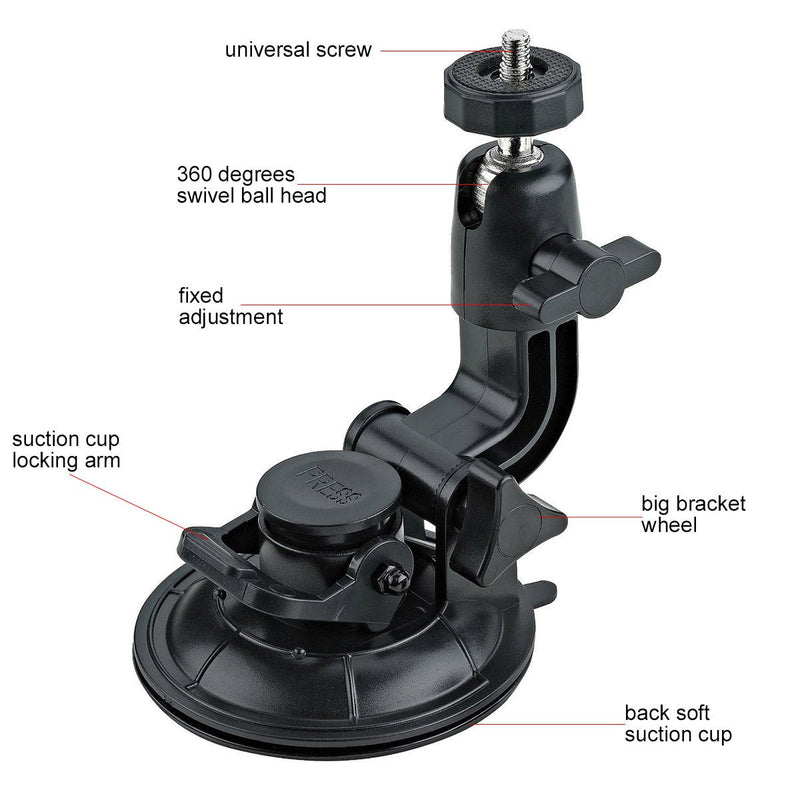 [AUSTRALIA] - ASOCEA Action Camera Suction Cup Mount Car Windshield Camera Holder Tripod Adapter Universal Screw Compatible with Gopro Hero Max,Hero 9 8 7 6 5 4 Black/AKASO EK7000/Brave 4/Dragon Touch/DJI OSMO 