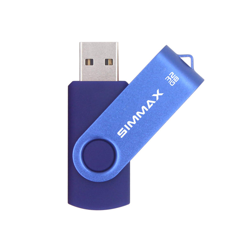 SIMMAX 32GB Memory Stick USB 2.0 Flash Drives Swivel Thumb Drive Pen Drive (32GB Blue) 1Pack 32GB Swivel-Blue