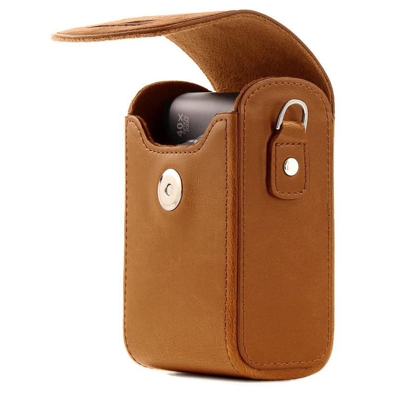 MegaGear MG1504 Canon PowerShot SX740 HS, SX730 HS Leather Camera Case with Strap - Light Brown