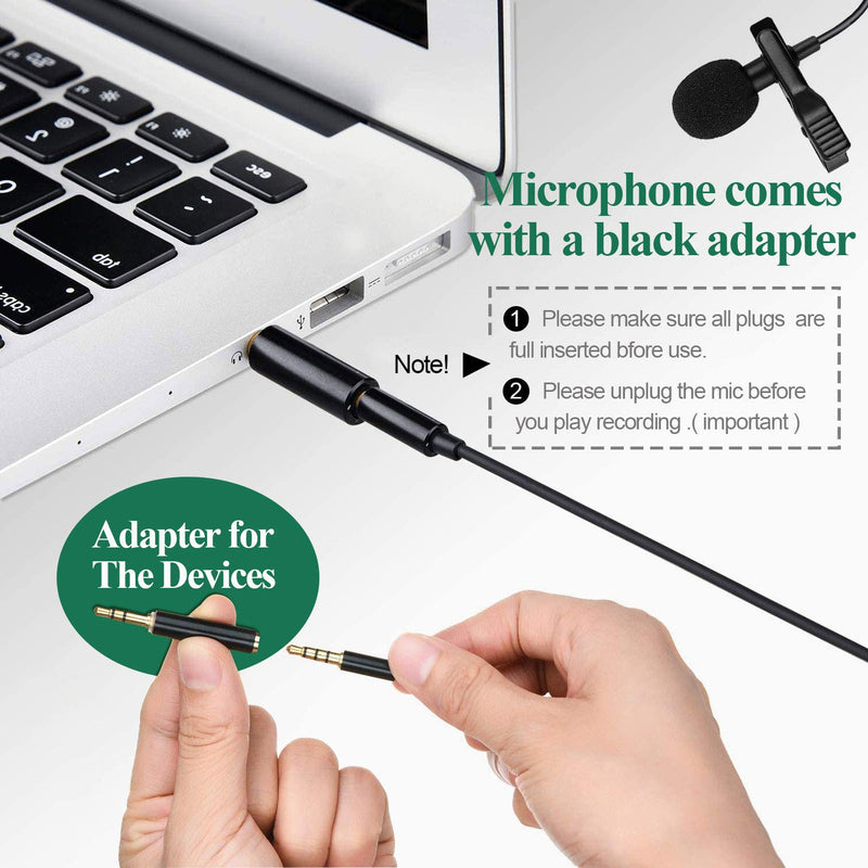 Recording Microphone for Phone Mini Microphone Tiny iPhone Microphone Vlogging Interview Video Lapel Mic iPhone 11 Pro Max Xr X 8 7 6 5/Camera/Computer Lavalier Microphone Clip,3.5mm Lapel Microphone