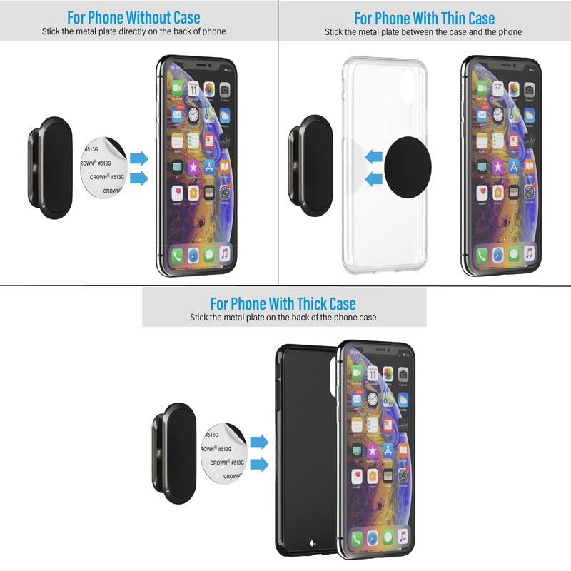 [AUSTRALIA] - 2 Pack Magnetic Car Zinc Alloy Phone Mount, Upgrade Magnet 8pcs, Universal Dashboard Holder, Cell Phone Grip Car Kits, 360° Adjustable Super Strong Magnet for Samsung, iPhone, LG, Pixel-Black 