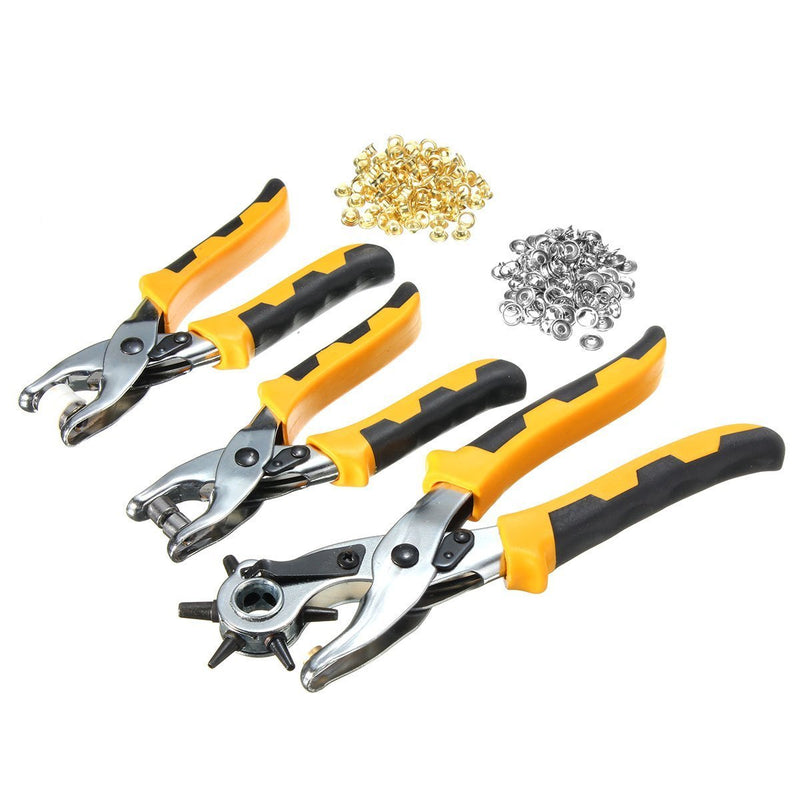 Hole Punch Plier,3pcs Card Leather Belt Hole Punch Eyelet Plier Snap Button Setter Tool Kit