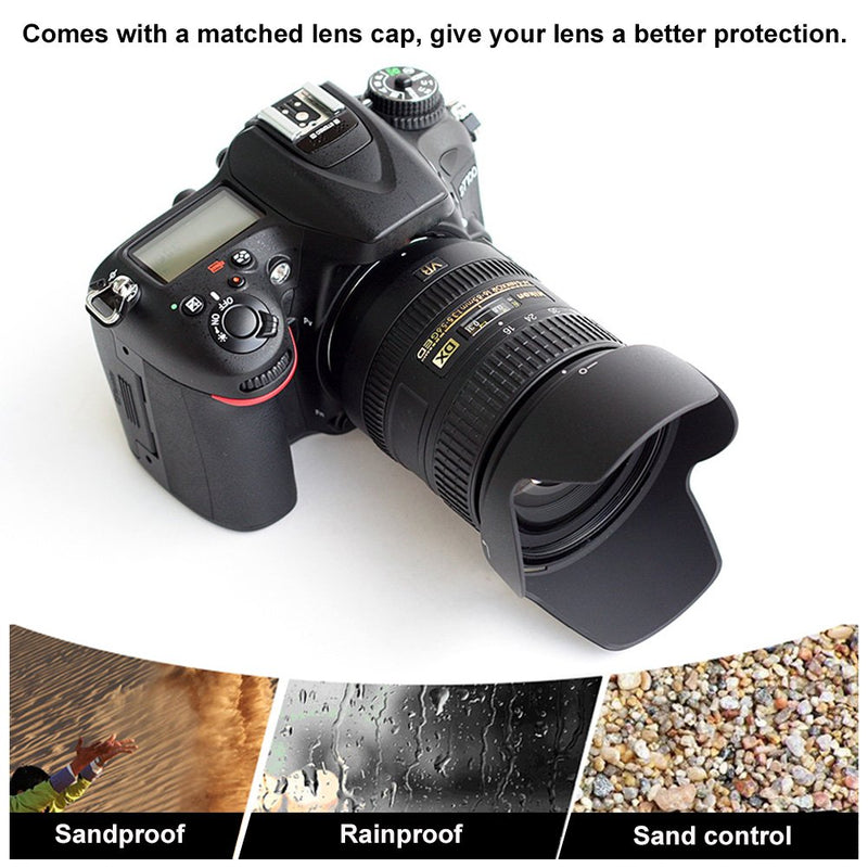 【𝐒𝐩𝐫𝐢𝐧𝐠 𝐒𝐚𝐥𝐞 𝐆𝐢𝐟𝐭】Simlug Camera Lens Hood,Photography Accessories Camera Lens Hood, HB-69 Lens Hood for Nikon AF-S DX 18-55mm f/3.5-5.6G VR II with Lenses Cap
