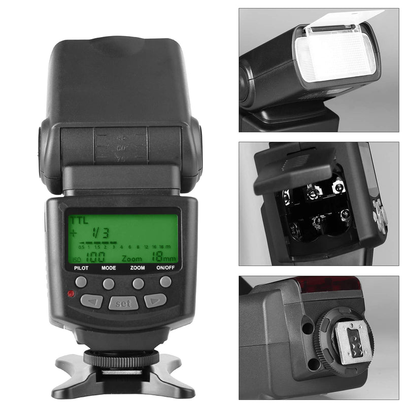 Meike MK430 TTL LCD Flash Speedlite Compatible with Canon DSLR Camera EOS 70D 77D 80D Rebel T7i T6i T6s T6 T5i T5 T4i T3i SL2 and with Standard Hot Shoe Stand ZN-430C