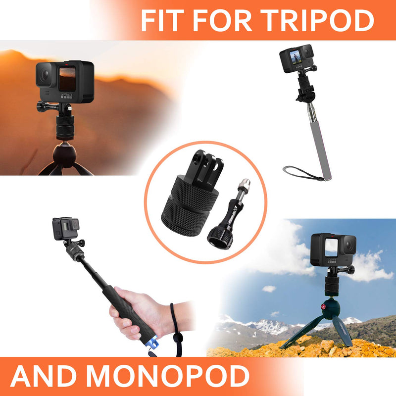 MiPremium Tripod Adapter Mount Kit for GoPro Hero 3 4 5 6 7 8 9 10 Black Silver Session & Other Action Cameras. 1/4 inch Aluminium Mounting Accessories with 360 Degree Swivel & Pivot Arm Connector