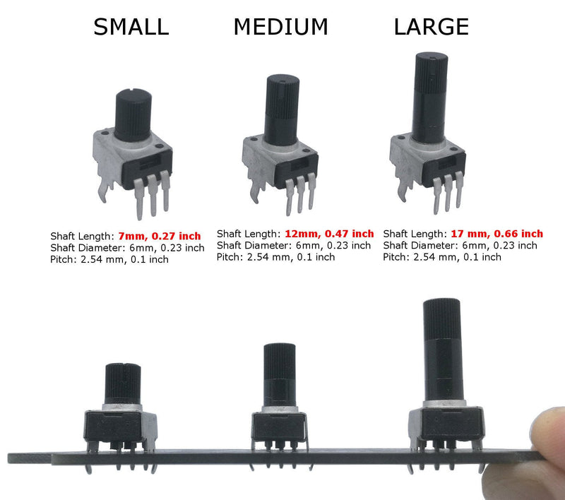 108 pcs 9 Values 3 Shaft Size knobless snap-in Mini Pot RK09 Small Potentiometer Assortment Kit for PCB Mount B1K, B5K, B10K, B20K, B50K, B100K, B200K, B500K, B1M