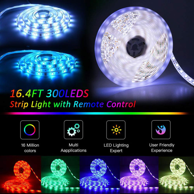 [AUSTRALIA] - Harmonic LED Strip Lights, 16.4ft RGB LED Light Strip Color Changing Rope Lights Light Strips with Remote and 12V Power Supply Waterproof Tape Lights for Bedroom Kitchen Party Christmas Decoration 
