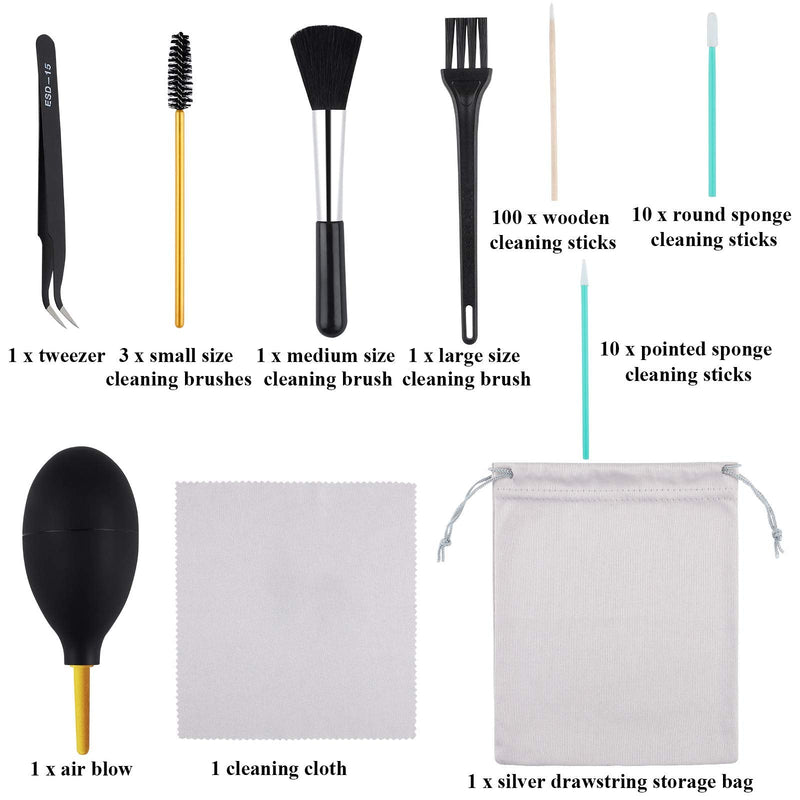 ADXCO 129 Pieces Cell Phone Cleaning Kit Camera Cleaning Kits USB Charging Port and Headphone Port Brush Set Compatible with Phone, iOS Android, Cell Phone, Electronics Cleaner