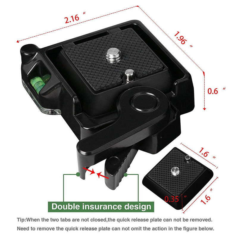 [AUSTRALIA] - Konsait Camera Camcorder Tripod Monopod Ball Head QR-40 Quick Release Plate Clamp Adapter with Plate Double Insurance Button for DSLR Camera Tripod Ball Head 
