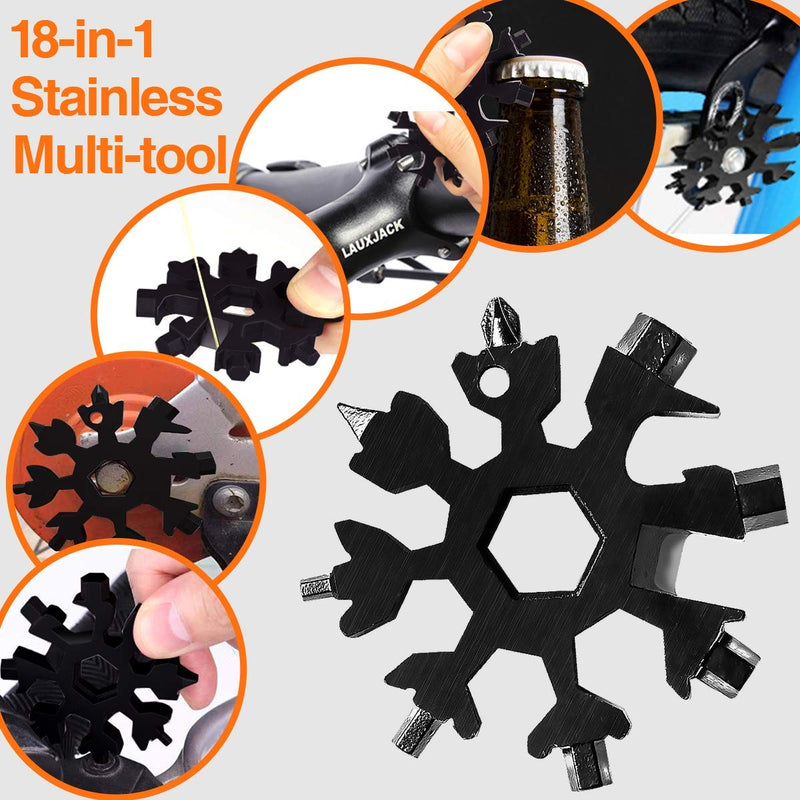 Aitsite 18-in-1 Snowflake Multi Tool Stainless Portable Steel Multi-Tool for Outdoor Travel Camping Adventure Daily Tool (Black) Black