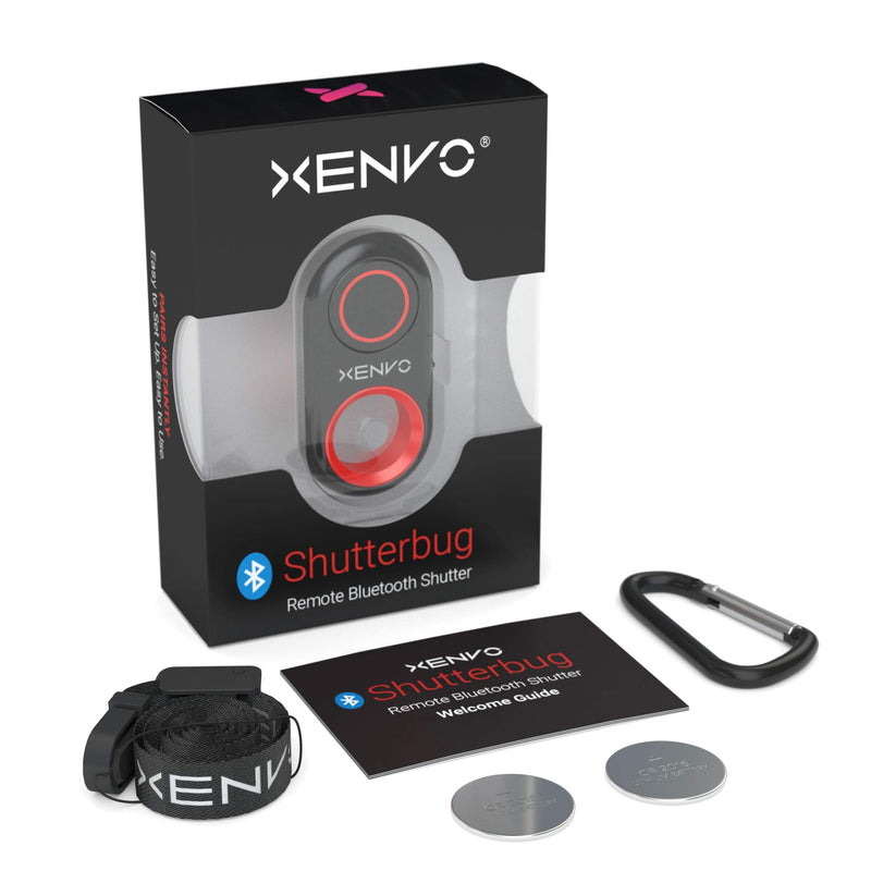Xenvo Shutterbug - Camera Shutter Remote Control - Bluetooth Wireless Selfie Button Clicker - Compatible with iPhone, iPad, Android, Samsung, and Google Pixel Cell Phones, Smartphones and Tablets Red