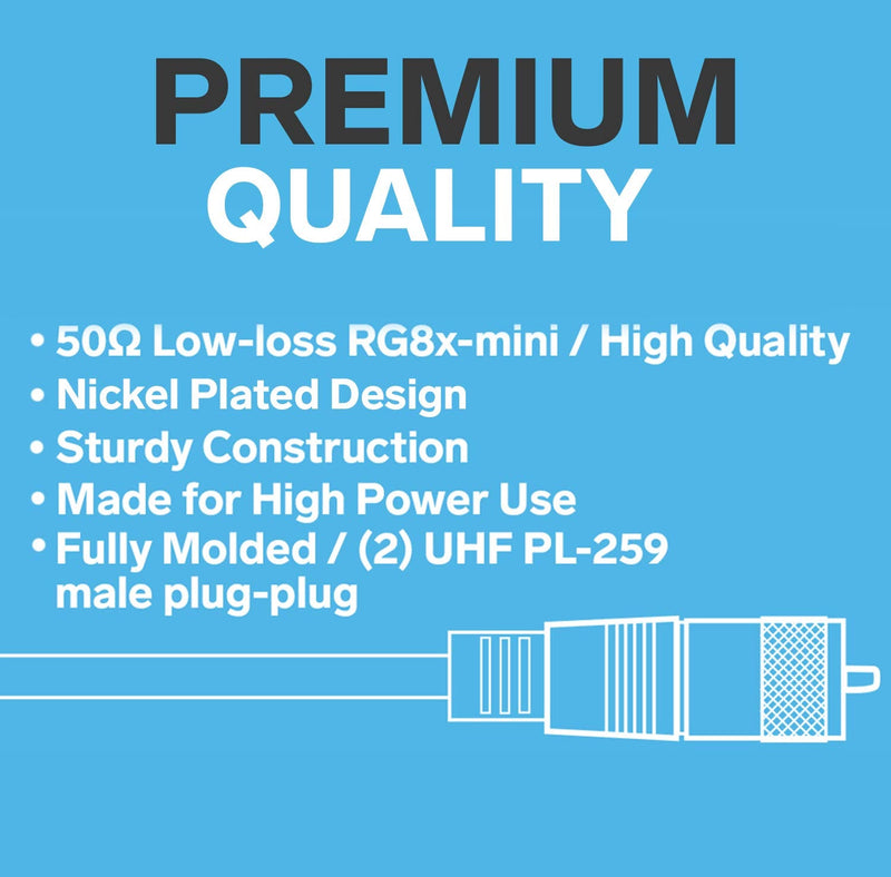 [AUSTRALIA] - Coax Cable - Coaxial Cable Connector - Antenna Cable - RG8X Coax Connector - Coax Cable Connector - UHF Antenna Cable - Male to Male Cable - RG8X Coaxial Cable 6ft - 1.8 M - 3 Pack - STEREN 205-706-3 6 Feet - 3 Pack 