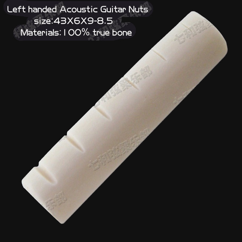 1 Set Left handed Bone Acoustic Guitar Bridge Saddle+Nut,Backhand Folk Guitar Bridge Saddle Nut Set 43x6x9/72x3x9mm