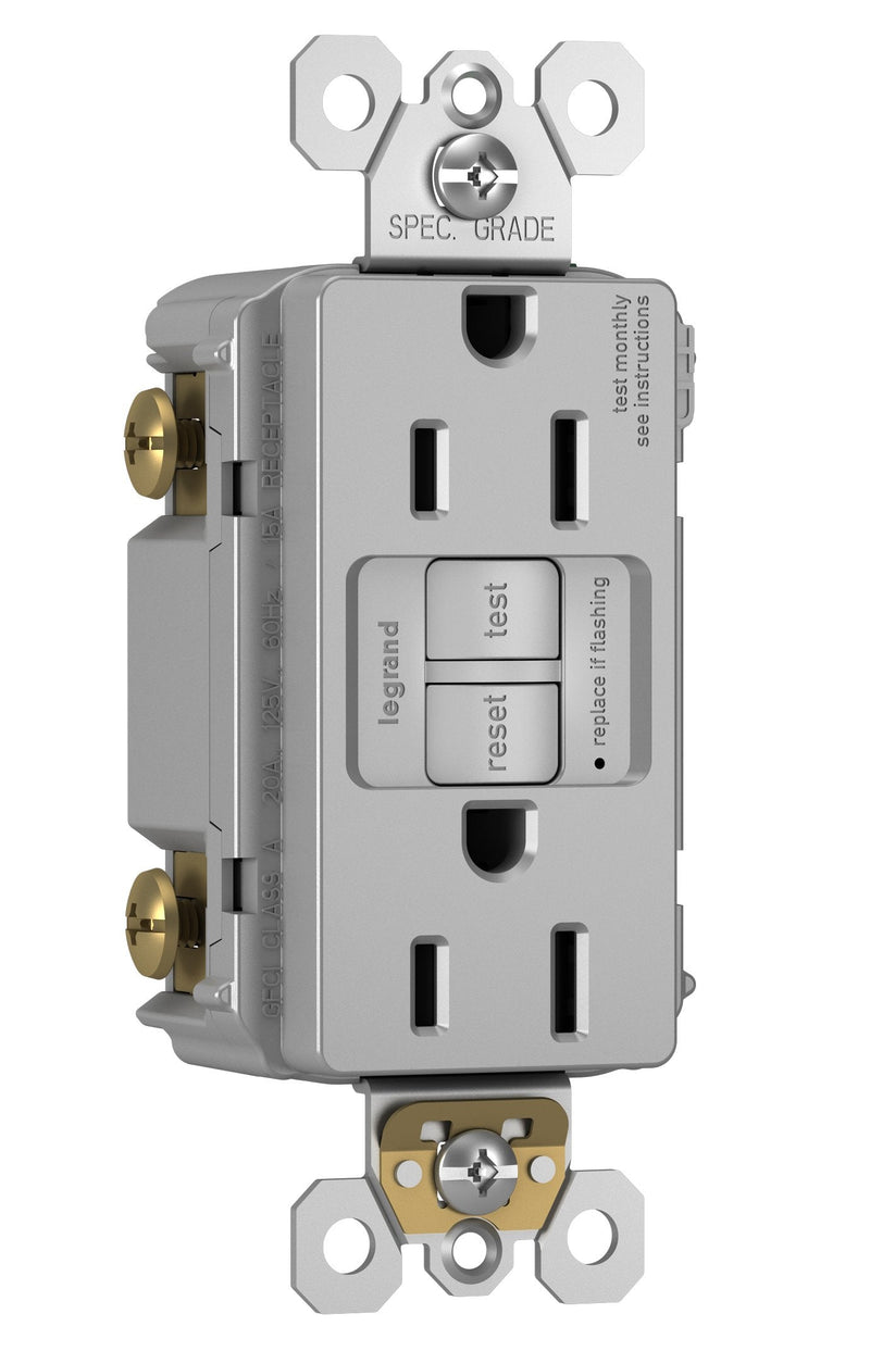 Legrand radiant Self-Test GFCI Outlet, Gray, 15 Amp, 1597GRYCCD12 Pack 1