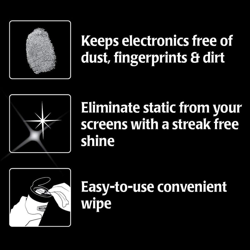 Weiman Anti-Static Electronic Cleaning Wipes For LCD Screens, Computers, TVs, Tablets, E-readers, Smart Phones, Netbooks, and Touchscreens (30 Wipes) 30 Count (Pack of 1)