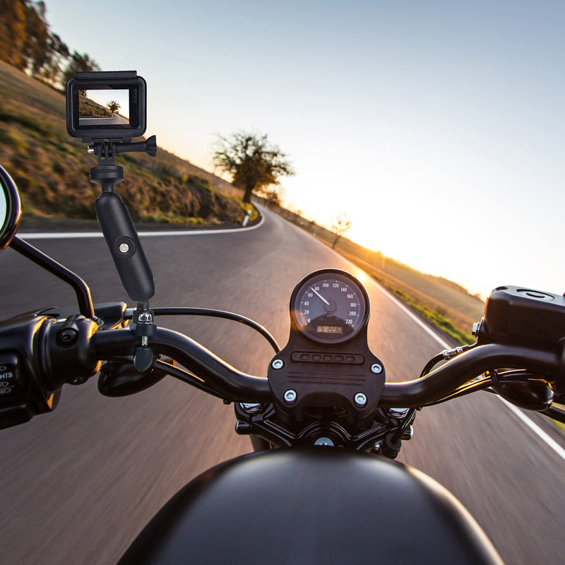 [AUSTRALIA] - CAMOLO Camera Mount Holder Motorcycle Action Camera Mount Holder 360° Handlebar Camera Mount with 1/4 Thread for Moto Bicycle Handlebar for GoPro Hero 10/9/8/7/6/5/4 Action Cameras and More 