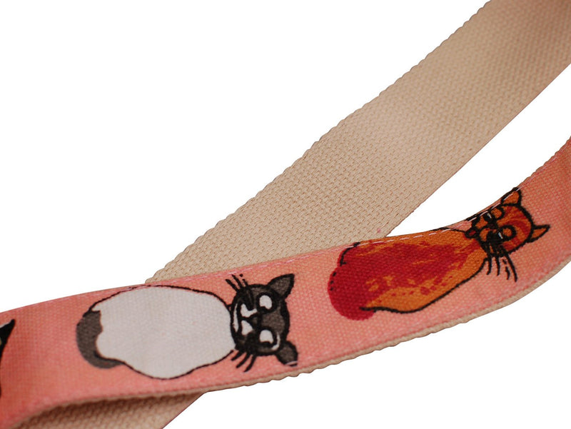 MUSIC FIRST Original Design"MISS CAT" Soft Cotton & Genuine Leather Ukulele Strap Ukulele Shoulder Strap