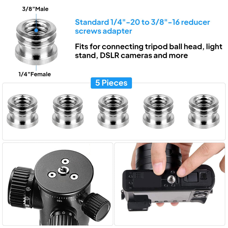 Camera Screw Set, 20PCS 1/4 to 1/4, 1/4 to 3/8 Screw Adapter Converter Threaded Screws Adapter Spigot Screw Mount Set Accessories for Camera Tripod Monopod Ballhead Flash Light Stand Shoulder Rig