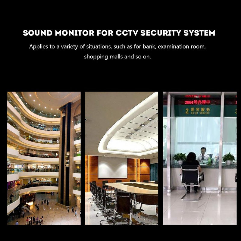 HiFi Audio Pickup Microphone,CCTV Surveillance Microphone 100m² Wide Range,Sound Monitor Pickup for CCTV/IP Camera/DVR/NVR,White
