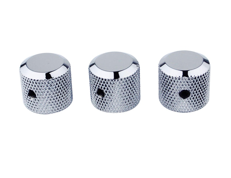 Guyker 3Pcs Potentiometer Control Knobs with 6mm(0.24”) Dia. Shaft Pot - High Grade Knurled Volume Tuning Audio Knob Replacement for Electric Guitar or Precision Bass - CNC Machined(Chrome) Chrome