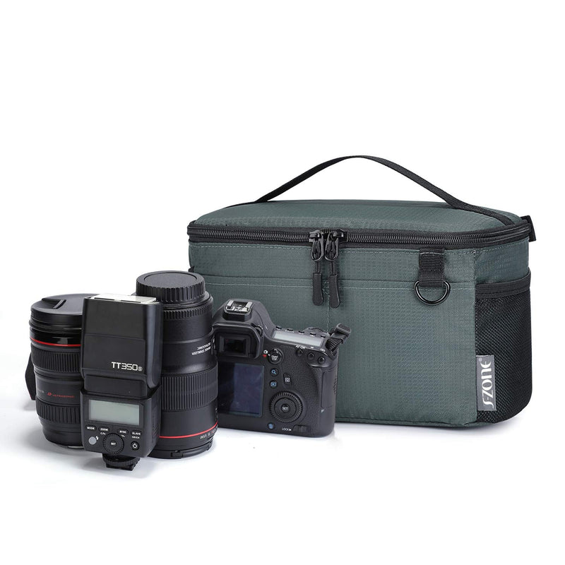 S-ZONE Water Resistant Camera Insert Bag with Sleeve Camera Case Upgraded Version 2.0 ArmyGreen
