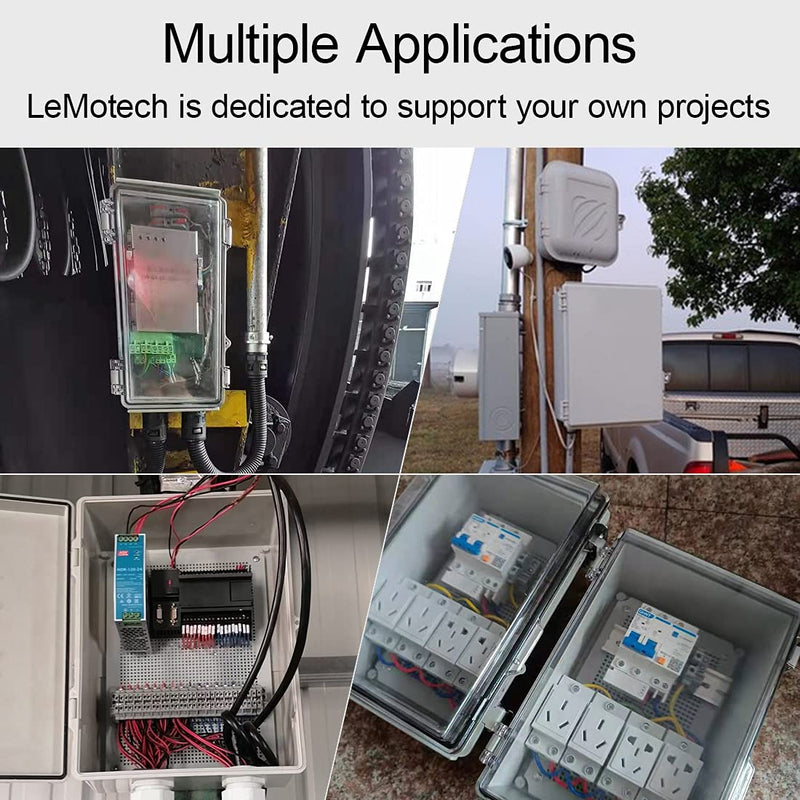 LeMotech ABS Junction Box Hinged Clear Cover Stainless Steel Latch IP67 Waterproof Enclosure with Mounting Plate Wall Bracket for Electrical Project 5.9x3.9x2.8 inch (150x100x70mm) 5.9"x3.9"x2.8" Clear Cover