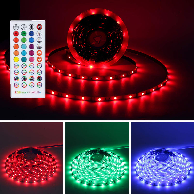 [AUSTRALIA] - LED Strip Lights, Rilitor 32.8ft LED Music Sync Color Changing Lights with 40K Music Remote 12V Power Supply, 300 LEDs SMD 5050 RGB Flexible Strip Lighting Decoration for Indoor Wedding Party Bedroom 