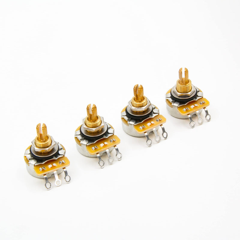 (4) TAOT CTS 500K SHORT SPLIT Shaft Potentiometers + (2) Orange Drop .022/400v Capacitors for Electric Guitar
