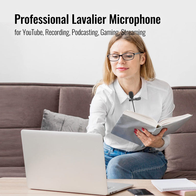 TAKSTAR Lavalier Clip On Microphone, Lav Lapel Mic 3.5mm 16 Feet Interview Microphone Omnidirectional Video Recording Condenser Mic for YouTube Tiktok Studio Recording iPhone Android GoPro Camera