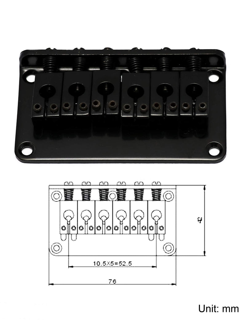 Metallor Guitar Bridge Saddles for Hardtail Strat Tele Electric Guitar Parts Replacement Black.