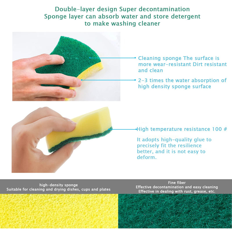 (Pack of 30) Kitchen Cleaning Sponge,Double FaceSponges Scourer,Eco Non-Scratch Scrub Sponge，Super Absorbent Multi-Use Cleaning Sponge,Widely Used in Kitchen, Bathroom, Garage, Outdoor