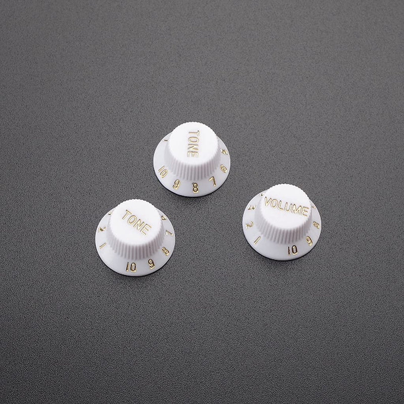 Alnicov 3 in 1 Speed Volume Tone Guitar Control Knobs Plastic Knobs for Left Hand Guitar Bass Parts,White