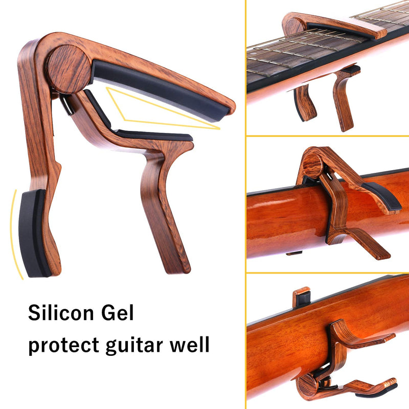 [AUSTRALIA] - MOREYES Guitar Capo for Acoustic Guitar,Ukelele, Electric Guitar,Bass with Wood Color Guitar Picks (Mirabow color) 