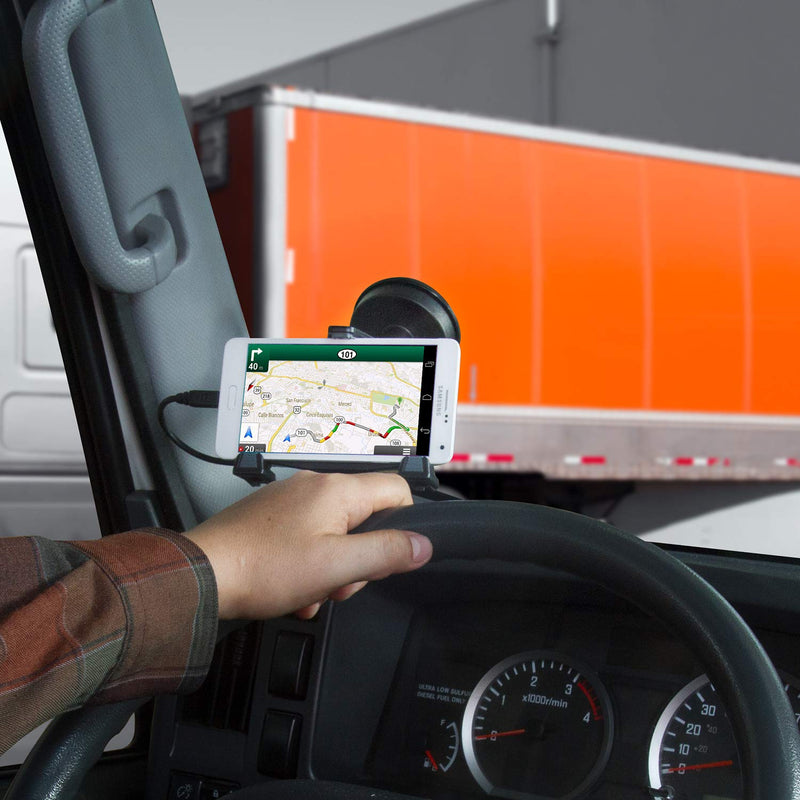iBOLT xProDock NFC Bizmount - Phone Holder/Mount with Heavy Duty Suction Cup Base and 1.5m USB-C Cable- for Your Windshield, Dashboard - for Telematic Commuters, Fleets, Cars, Large Trucks, Vans