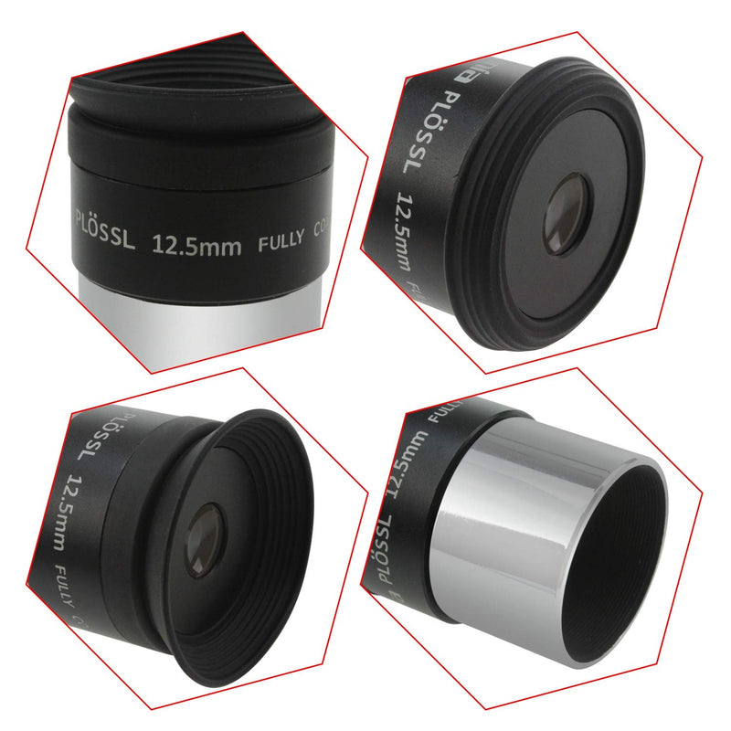 Astromania 1.25" 12.5mm Plossl Telescope Eyepiece - 4-Element Plossl Design - Threaded for Standard 1.25inch Astronomy Filters