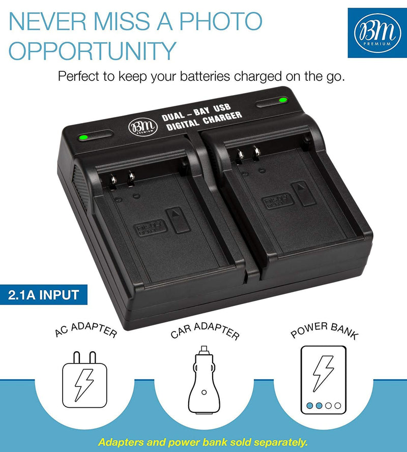 BM Premium 2-Pack Fully Decoded BLN1 Batteries and USB Dual Battery Charger Kit for Olympus Pen F, OM-D E-M1, OM-D E-M5, OM-D E-M5 Mark II, OM-D E-P5 Digital SLR Camera