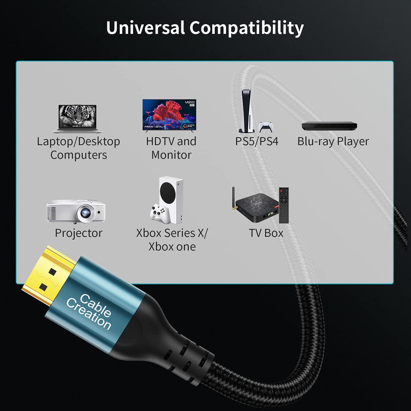 HDMI Cable 8K, CableCreation eARC HDMI Cable (48Gbps, 8K/60Hz) - 3.3 Feet, HDMI Cable 8K, eARC HDR HDCP 2.2 2.3 with PS5 PS4, Xbox Series X, MacBook Pro 2021, Roku TV, Sony TV, Samsung TV 3.3ft Blue