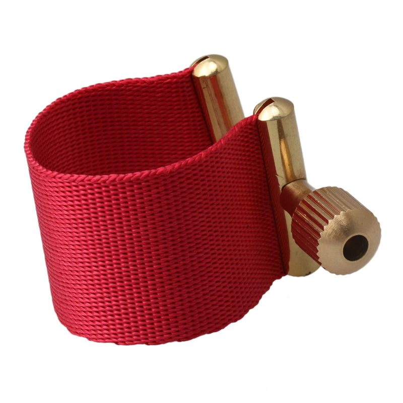 lovermusic lovermusic Fabric Tenor Sax Ligature with Gold Clip Screw Replacement for Tenor Baritone Saxophone Mouthpiece (Red)