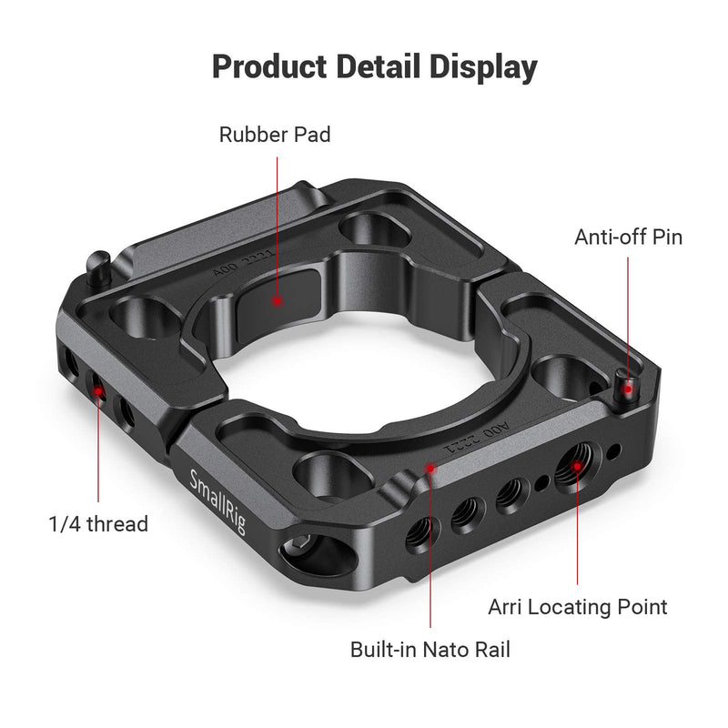 SMALLRIG Rod Clamp Ring Extension Mounting Ring Compatible with DJI Ronin S Gimbal Stabilizer for DSLR Camera w/NATO Rail, 1/4'' Threaded Holes and 3/8'' Locating Holes for ARRI Standard – 2221