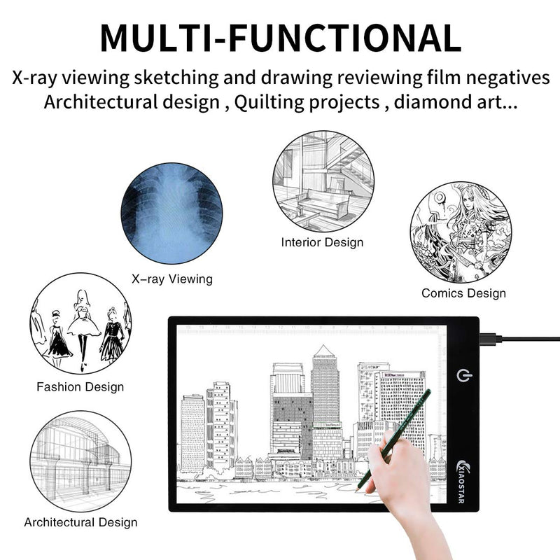 A5 Light Box Drawing Pad, Tracing Table with Brightness Adjustable for Artists, AnimationDrawing, Sketching, Animation, X-ray Viewing(A5-B) A5