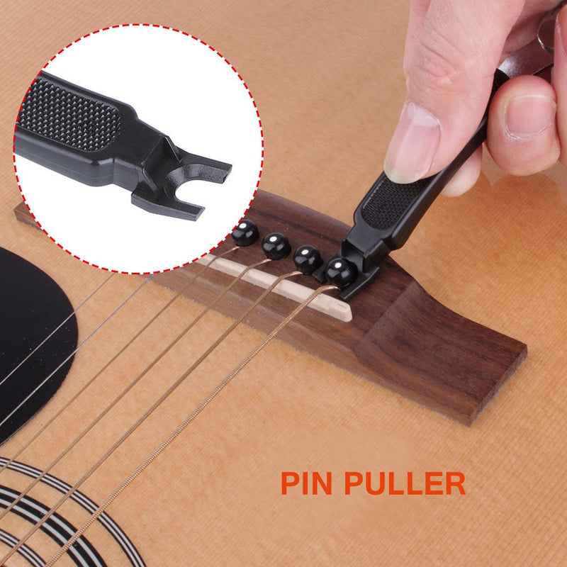 KEWAYO Professional Guitar String Winder Cutter and Bridge Pin Puller, Guitar Repair Tool Functional 3 in 1 (Black)