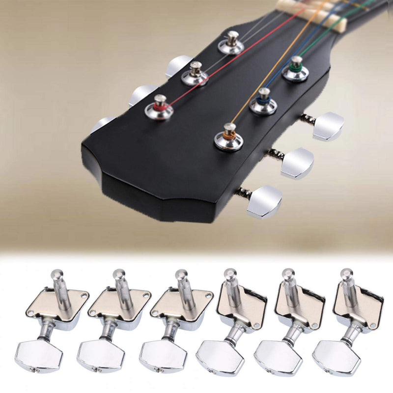 Denkerm 3 Left/3 Right Metal Tuning Pegs, Machine Heads, for Folk Guitar for Kids